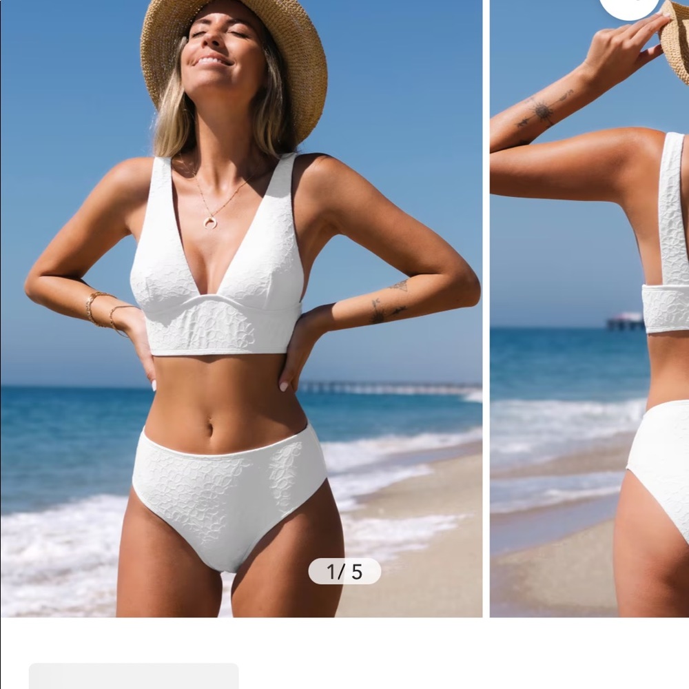White cupshe bikini